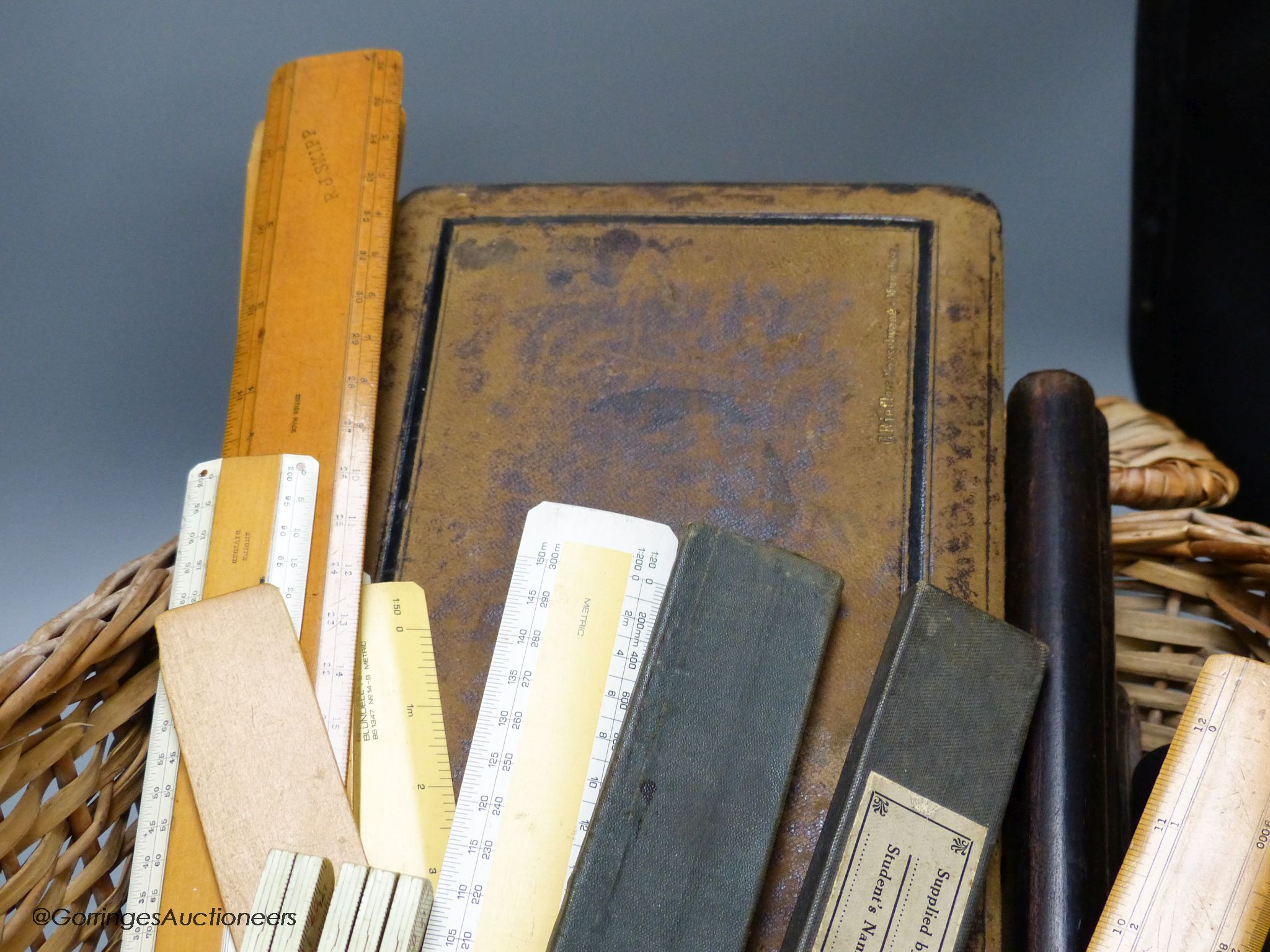 A group of draughtsman's instruments, rules, etc. including Stanley, etc.